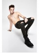 Ax-Winged Embroidered Irregular Pattern Zipper Brown Punk Pants