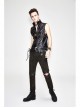 Ax-Winged Embroidered Irregular Pattern Zipper Brown Punk Pants