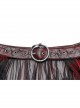 Black And Red Slightly Through Asymmetric Layered Mesh Crackled Leather Belt Punk Style Mesh Skirt