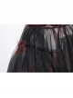 Black And Red Slightly Through Asymmetric Layered Mesh Crackled Leather Belt Punk Style Mesh Skirt