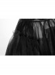 Black Slightly See Through Asymmetric Layered Mesh Crackled Leather Belt Punk Style Mesh Skirt