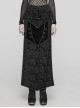 Gorgeous Print And Black Velvet And Exquisite Lace Embellishment Gothic Style Slit Skirt