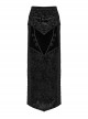 Gorgeous Print And Black Velvet And Exquisite Lace Embellishment Gothic Style Slit Skirt