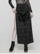 Gorgeous Print And Black Velvet And Exquisite Lace Embellishment Gothic Style Slit Skirt