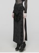 Gorgeous Print And Black Velvet And Exquisite Lace Embellishment Gothic Style Slit Skirt