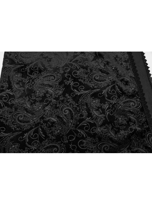 Gorgeous Print And Black Velvet And Exquisite Lace Embellishment Gothic Style Slit Skirt