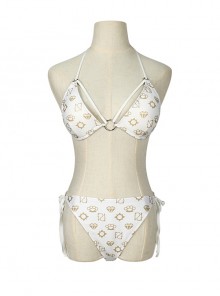Grand Theft Auto GTA White Printing Bikini Swimsuit Halloween Cosplay Costume Full Set