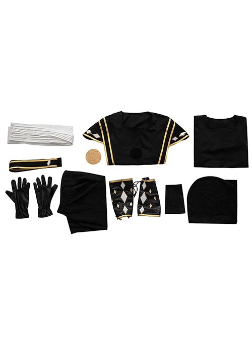 Movie Mighty Morphin Power Rangers Black Ranger Outfits Halloween Cosplay Costume Set Without Boots