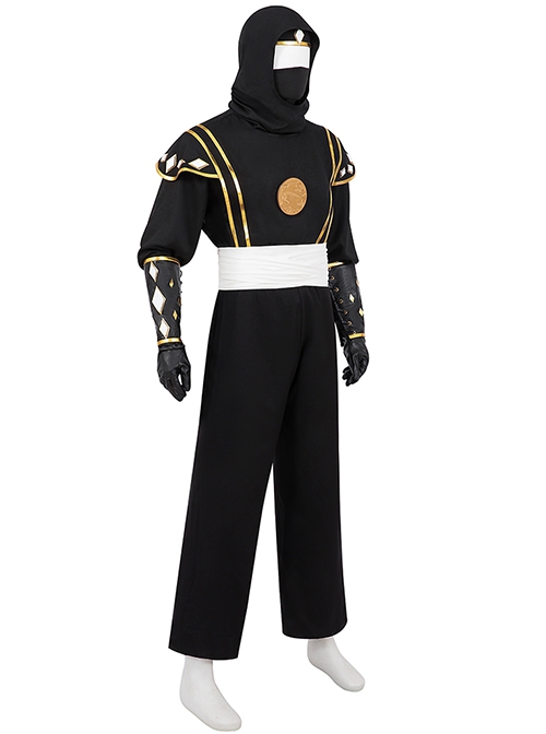 Movie Mighty Morphin Power Rangers Black Ranger Outfits Halloween Cosplay Costume Set Without Boots