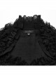 Gorgeous Black Non Stretch Woven Patchwork Lace Button Down With Center Hook Front Gothic Puff Sleeve Shirt