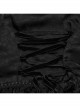 Gorgeous Black Non Stretch Woven Patchwork Lace Button Down With Center Hook Front Gothic Puff Sleeve Shirt