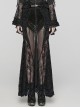 Sexy And Slightly See Through Black Stretch Lace Spliced Mesh Front And Back Delicate Rope Gothic Hip Hugging Skirt