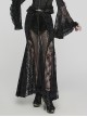 Sexy And Slightly See Through Black Stretch Lace Spliced Mesh Front And Back Delicate Rope Gothic Hip Hugging Skirt