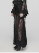 Sexy And Slightly See Through Black Stretch Lace Spliced Mesh Front And Back Delicate Rope Gothic Hip Hugging Skirt