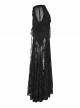 Sexy And Slightly See Through Black Stretch Lace Spliced Mesh Front And Back Delicate Rope Gothic Hip Hugging Skirt