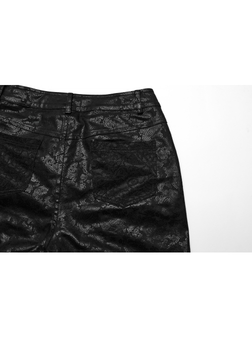 Gorgeous Black Printed Woven Paneled Lace Bungee Cord Embellished Gothic Slim Fit Leggings
