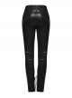 Gorgeous Black Printed Woven Paneled Lace Bungee Cord Embellished Gothic Slim Fit Leggings