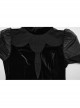 Black Gorgeous Velvet Patchwork Lace Mesh Wave Hem Gothic Style Long Sleeved Dress