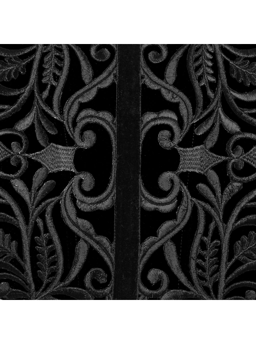 Body Shaping Black Velvet Appliqué Embroidered Back Cord Zipper Gothic Retro Corset