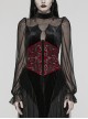 Body Shaping Red Velvet Appliqué Embroidered Back Cord Zipper Gothic Retro Corset