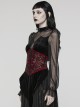 Body Shaping Red Velvet Appliqué Embroidered Back Cord Zipper Gothic Retro Corset