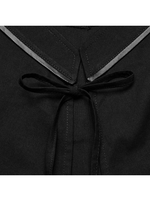 Black Skull Lace Patchwork Non Elastic Woven Lapel Waisted Punk Style Long Sleeved Kimono Jacket