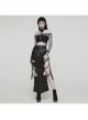 Handsome Black Pu Leather Hollow Metal Ring Link Punk Style Adjustable Choker Harness