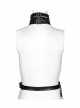 Handsome Black Pu Leather Hollow Metal Ring Link Punk Style Adjustable Choker Harness