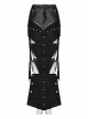 Black Exaggerated Inverted Triangle Woven Stitching With Rubberized Side Metal Chain Punk Style Skirt