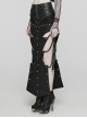 Black Exaggerated Inverted Triangle Woven Stitching With Rubberized Side Metal Chain Punk Style Skirt