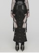 Black Exaggerated Inverted Triangle Woven Stitching With Rubberized Side Metal Chain Punk Style Skirt