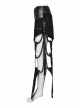 Black Exaggerated Inverted Triangle Woven Stitching With Rubberized Side Metal Chain Punk Style Skirt