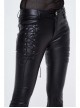 Side Lace-Up Leather Hasp Leather Black Tight Punk Flared Pants