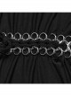 Sexy Black Soft Knitted Front Metal Link Chain Punk Style Daily Halterneck Short Sleeved T-Shirt