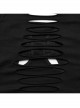 Personalized Black Stretch Knitted See Through Mesh Front And Back Hollow Skull Buckle Decoration Gothic Style Long Sleeved Top