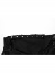 Black Stretch Denim Patchwork Mesh Side Metal Studs Punk Style Raw Edge Flared Pants
