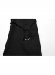 Black Stretch Denim Patchwork Mesh Side Metal Studs Punk Style Raw Edge Flared Pants