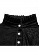 Irregular Ripped Knitted Spiked Hem With PU Leather Stand Collar Punk Style Slim Long Sleeved T-Shirt