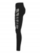 Wild Black Stretch Woven Patchwork Mesh Metal Rivets On The Front Punk Style Cutout Leggings