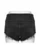 Sexy Black Stretch Denim Wide Brim Japanese Button Punk Style Hot Shorts