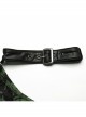 Sexy Asymmetrical Off Shoulder Black And Green Printed Mesh Stitching With Taped Adjustable Collar Punk Style Sleeveless Vest
