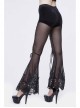 Stretch Mesh Lace-Up Lace Bottom Black Gothic Horn Leggings Pants