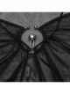 Black See Through Stretch Gathered Mesh With Personalized Rings In The Front Gothic Style Long Sleeved Square Neck T-Shirt