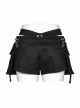 Detachable Black Stretch Denim Slip Pocket Punk Style Low Rise Performance Shorts