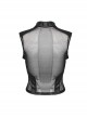 Sexy Black Stretch Knit Patchwork Mesh With Eyelet Tabs On The Front Punk Style See Through Vest
