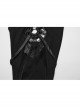 Black Stretch Tight Knit Patchwork Split Hollow Mesh Punk Style Slim Leggings