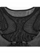 Sexy Black Stretch Mesh Patchwork Knitted Taped Punk Style Short Sleeved Bodysuit