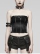 Sexy Black And Gray Simple Elastic Thread Print Adjustable Bust Strap Gothic Corset