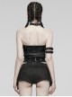 Sexy Black And Gray Simple Elastic Thread Print Adjustable Bust Strap Gothic Corset