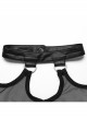 Black Hollow Stretch Mesh Spliced Knitted Front Center Metal Studs With Metal Hoop Decoration Punk Style See Through Vest